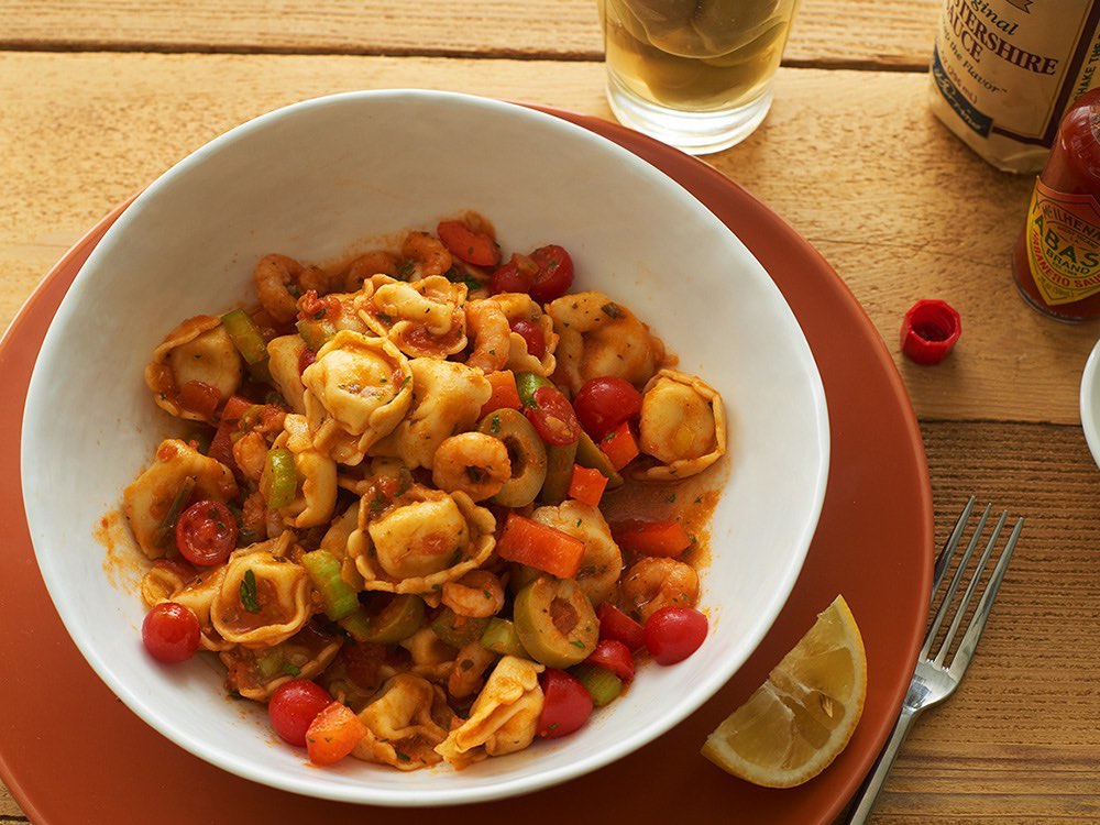 Bloody Mary Shrimp and Tortellini Pasta Salad